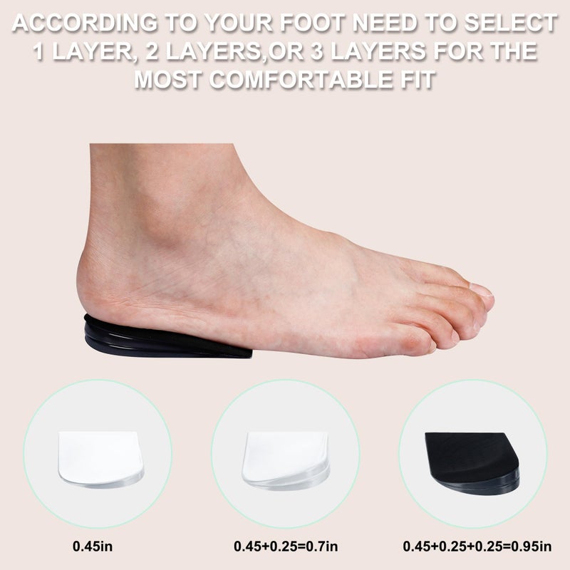 Wonderwin 2 Pairs 3 Layers Medial & Lateral Heel Wedge Silicone Insoles - Corrective Adhesive Shoe Inserts for Foot Alignment  Knock Knee Pain  Bow Legs  Osteoarthritis for Men and Women(Large) - Image 3